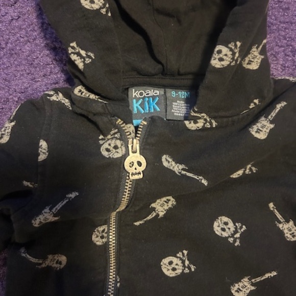 Koala Kik hooded footless zip up - guitar and skull theme - Size 9-12 months - Picture 2 of 3